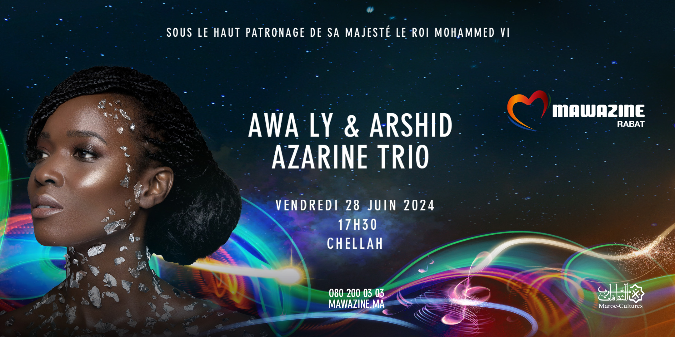 Image principale pour l'événement AWA LY & ARSHID AZARINE TRIO- Mawazine Rythmes du Monde